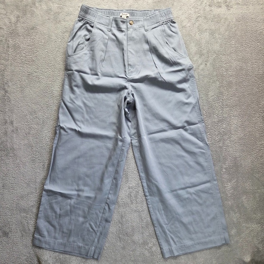 Madewell Pants Womens 14 Gray The Neale Straight Leg Pleated Drapeweave